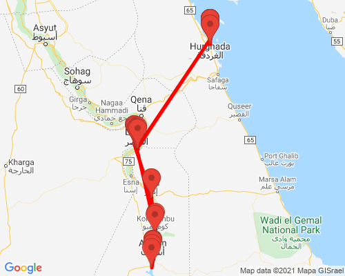 tourhub | Egypt Best Vacations | 15 Day Egypt Tour From Europe: Hurghada & Nile Cruise | Tour Map