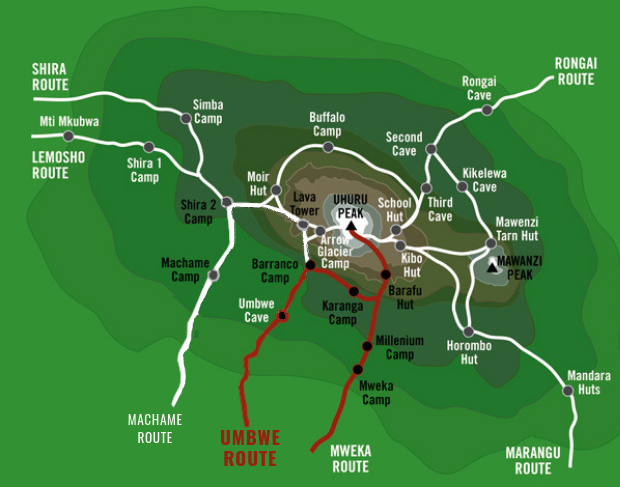 tourhub | Moipo Adventures | Kilimanjaro Climbing Tours via Umbwe route | Tour Map