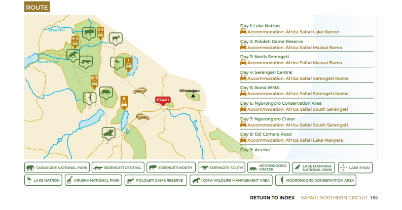 tourhub | Beach and Safari Holidays | Into the Heart of Africa: Big Five Jeep Safari in Tanzania | Tour Map