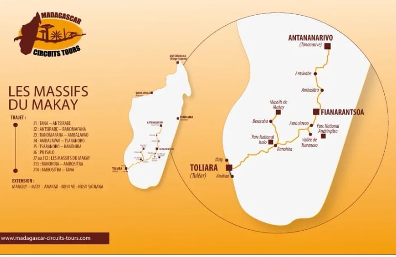 tourhub | Madagascar Circuits Tours | The Makay Massif Madagascar Tours | Tour Map