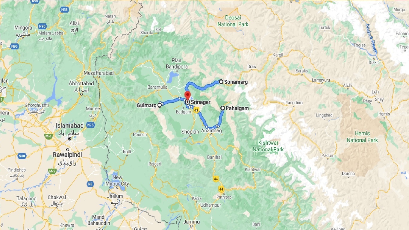 tourhub | Panda Experiences | Amazing Kashmir | Tour Map