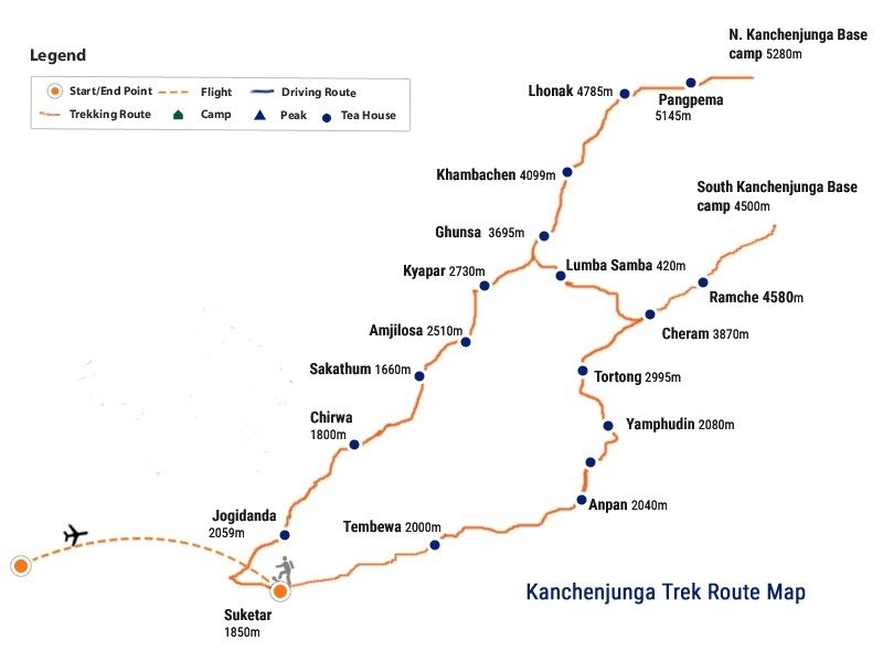 tourhub | Sherpa Expedition & Trekking | Kanchenjunga North Base camp Trek | Tour Map