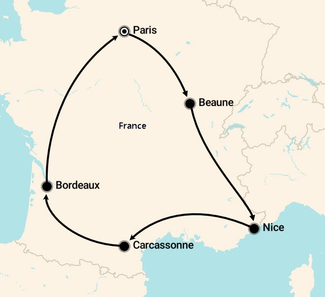 tourhub | Discovery Nomads | Best of France Tour | Tour Map