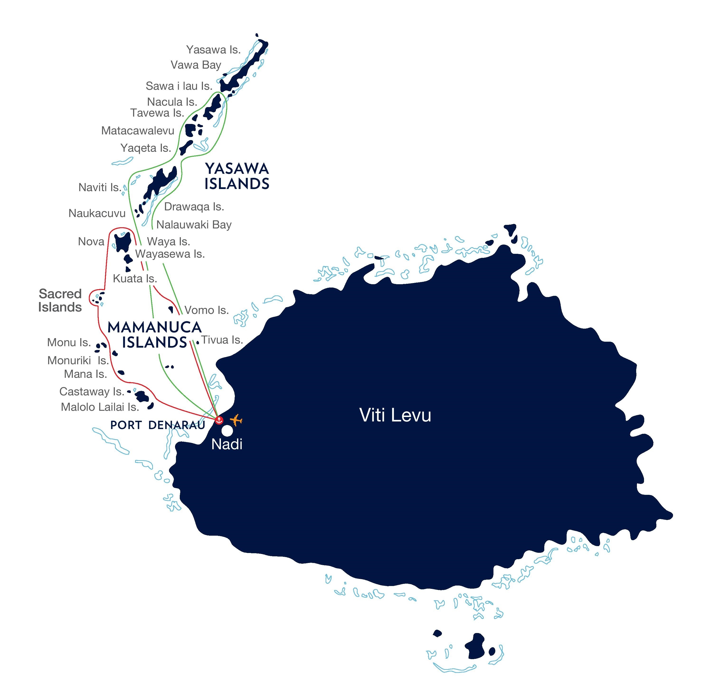 tourhub | Captain Cook Cruises Fiji | 7 Night Mamanuca and Yasawa Discovery Cruise | Tour Map