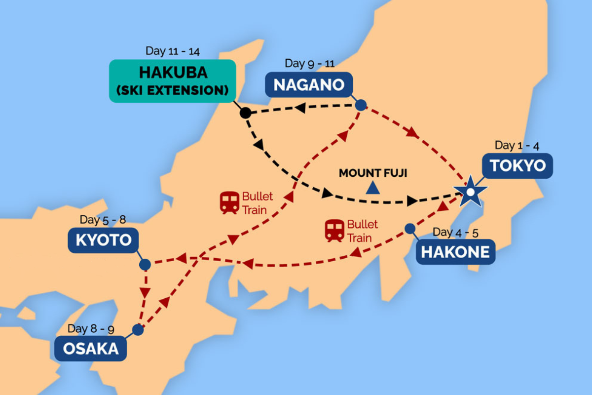 tourhub | One Life Adventures | Japan Winter Classic 11 Day Tour | Tour Map