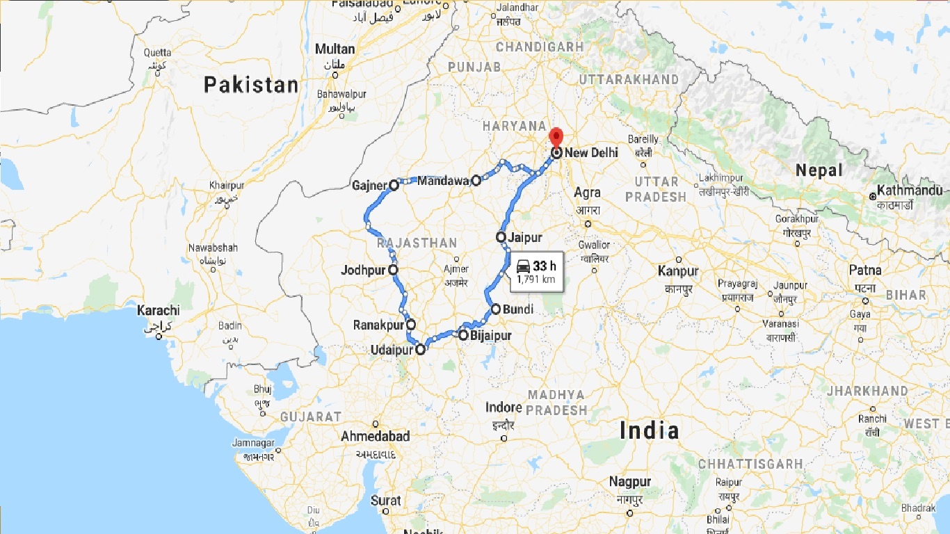 tourhub | Holidays At | Rajasthan Cultural Tour | Tour Map
