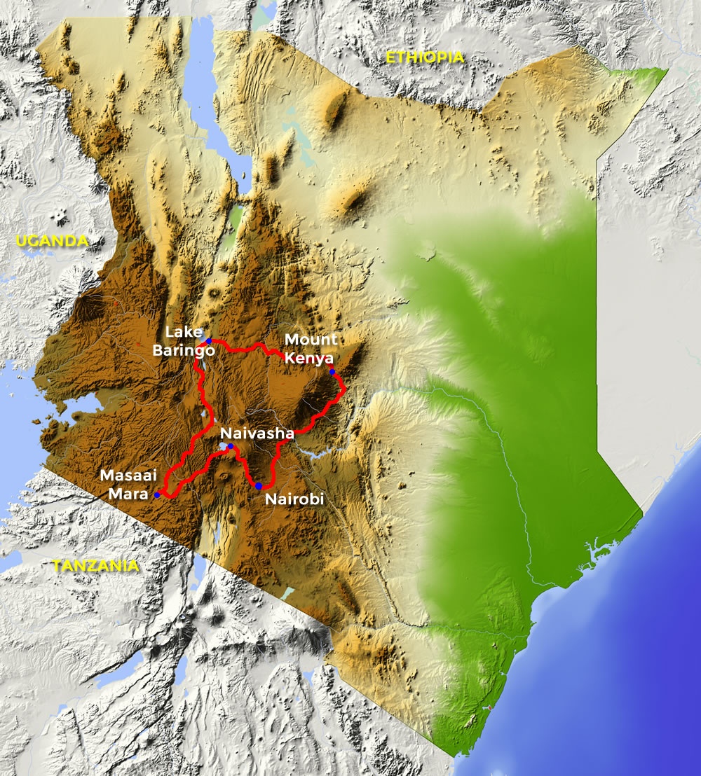 tourhub | Motor Trails | 9 Days Kenya Maasai Guided Motorcycle Tour | Tour Map