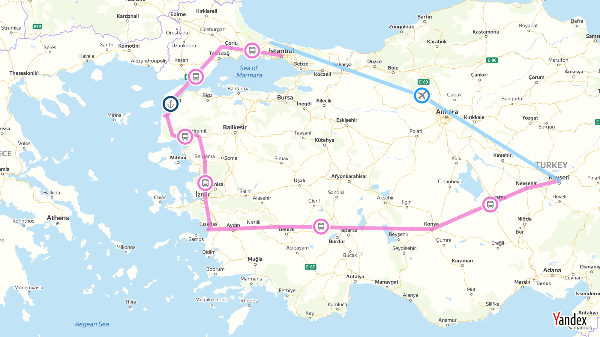 tourhub | Tour Altinkum Travel | Western Turkey Explorer - 6 Days | TAT-0005 | Route Map