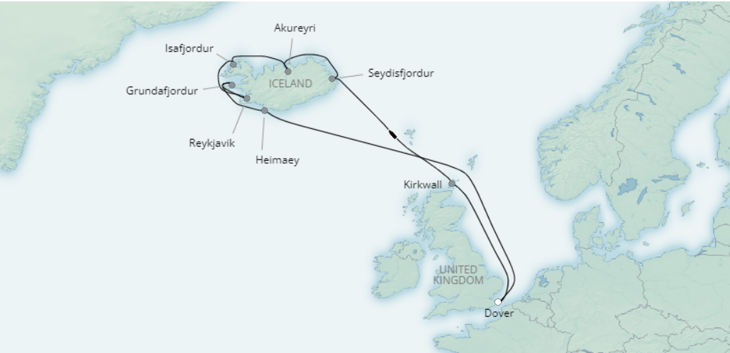 tourhub | Saga Ocean Cruise | Icelandic Discovery | Tour Map