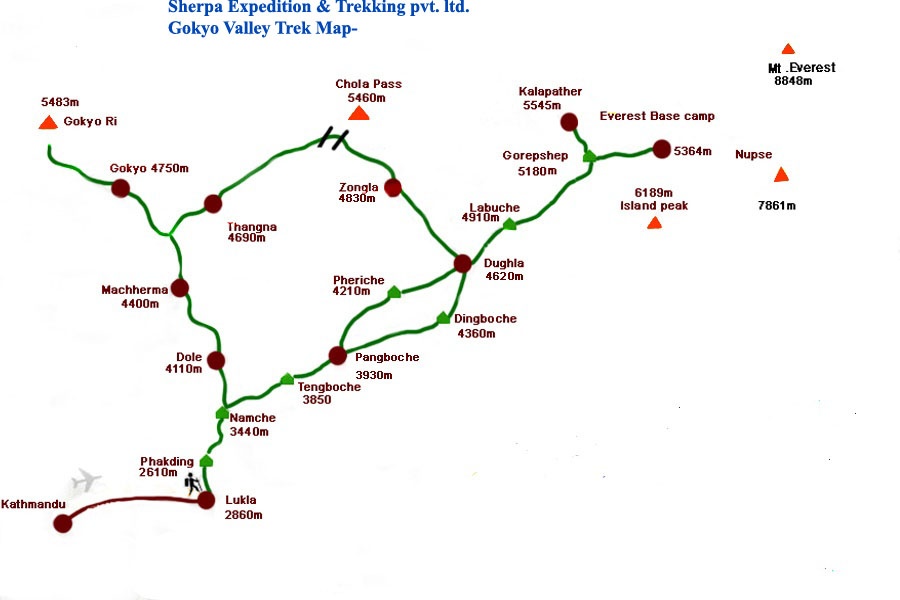 tourhub | Sherpa Expedition & Trekking | Gokyo Valley Trek | Tour Map