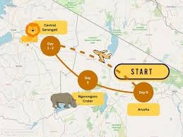 tourhub | Widerange African Safaris | Best 3 days Sharing safari package in Tanzania | Tour Map