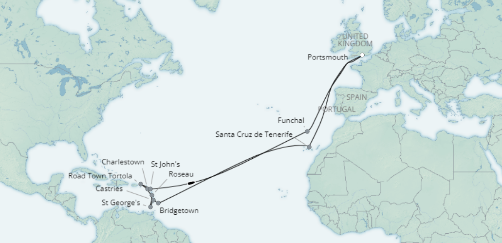 tourhub | Saga Ocean Cruise | Festive Celebrations in the Caribbean | Tour Map