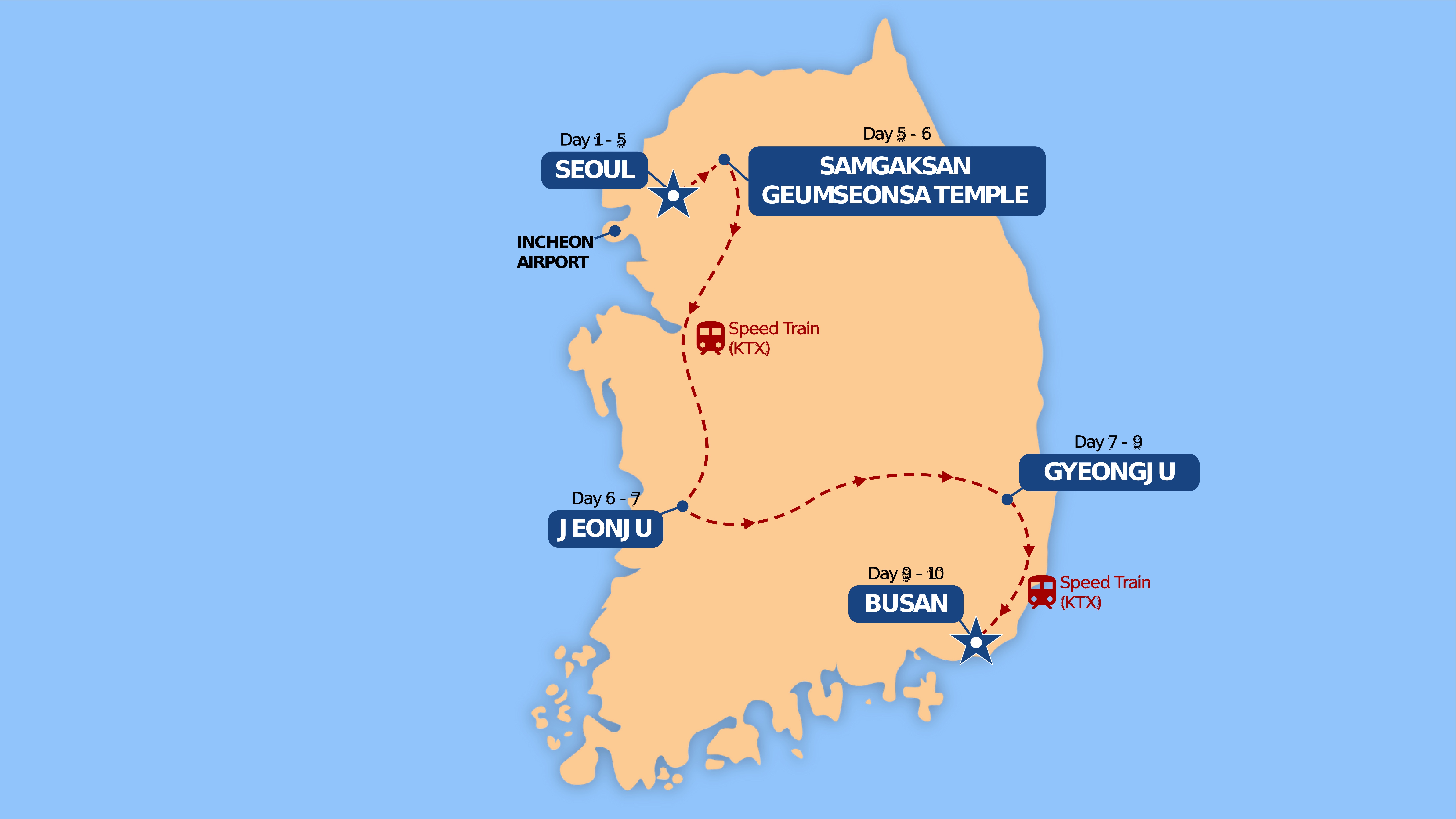 tourhub | One Life Adventures | South Korea Essentials 10 Day Tour | Tour Map