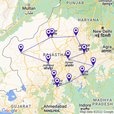tourhub | Holidays At | Real Rajasthan | Tour Map