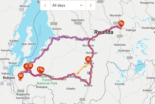 tourhub | Kingfisher Journeys | 3 Days Nyungwe National Park Expedition | Tour Map