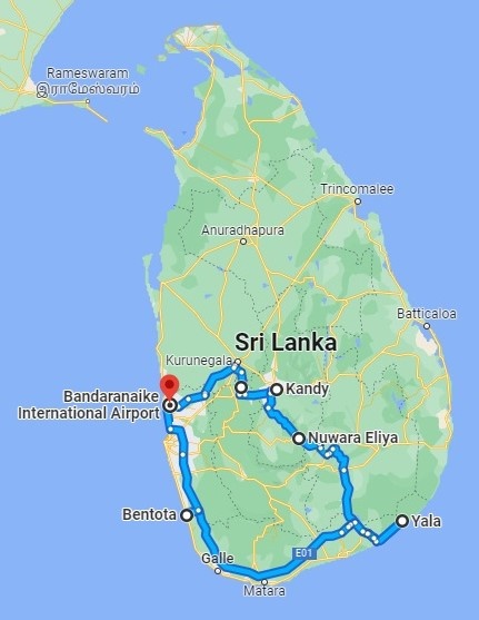 tourhub | Sign of Lanka | 6 Nights 7 Days-Muslim Halal tour with Yala National Park | Tour Map