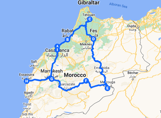 tourhub | Morocco Private Tours | Morocco’s Hidden Treasures. 17 day Tour. | Tour Map