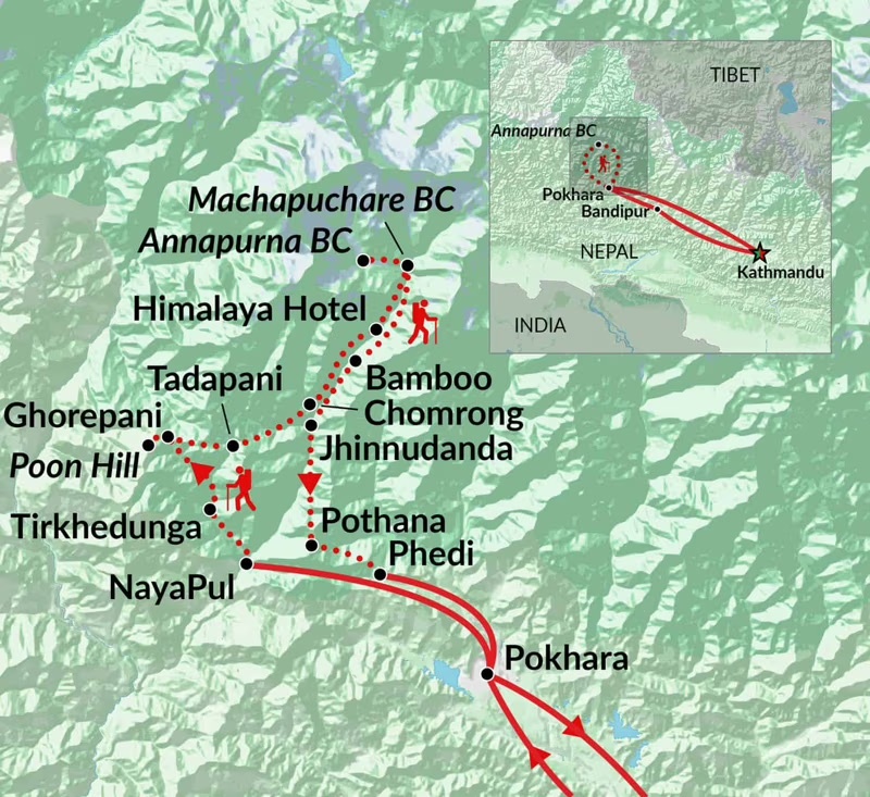 tourhub | Encounters Travel | Annapurna Sanctuary Trek | Tour Map