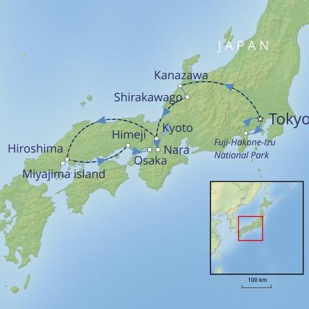 tourhub | Cox & Kings | Japan’s Cultural Treasures | Tour Map