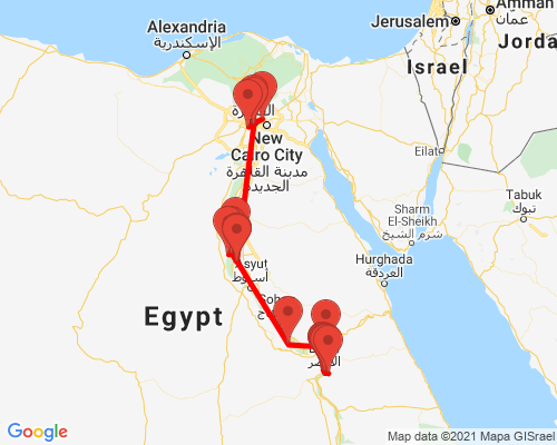 tourhub | Egypt Best Vacations | 11 Days Nile Cruise From Luxor To Cairo | Tour Map