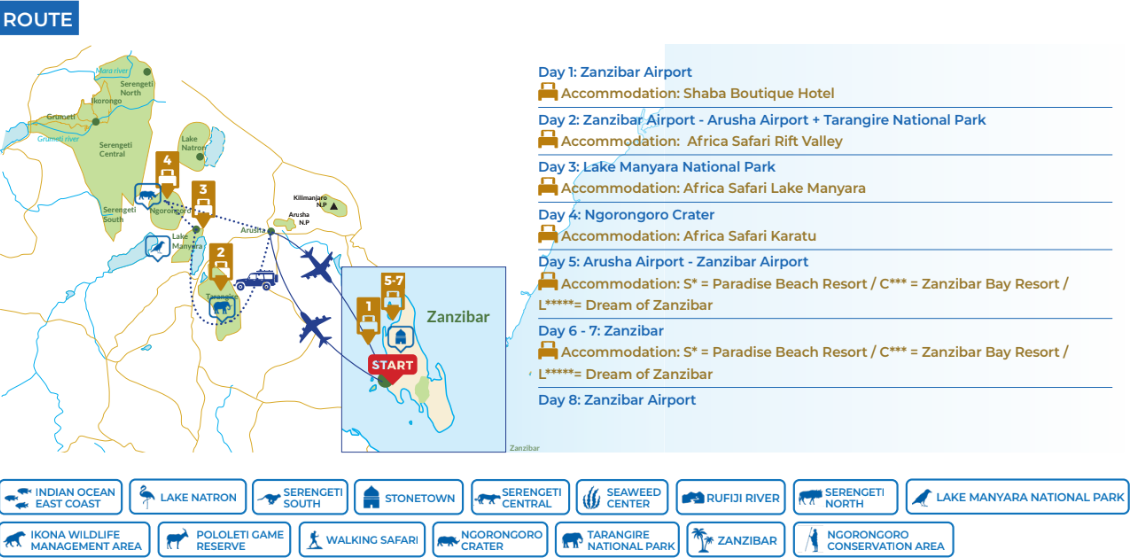 tourhub | Beach and Safari Holidays | From Arusha: 4-Day Ngorongoro, Lake Manyara & Maasai Tour | Tour Map