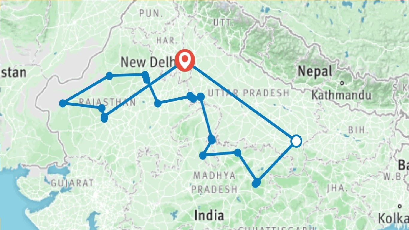 tourhub | Panda Experiences | North India Adventure | Tour Map