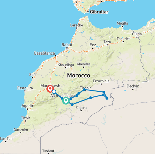 tourhub | Best Tours Morocco | Sahara adventure from Ouarzazate | Tour Map