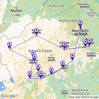 tourhub | UncleSam Holidays | North India Culture Tour from Delhi | Tour Map