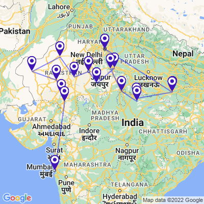 tourhub | UncleSam Holidays | Northern India Tour with Varanasi | Tour Map