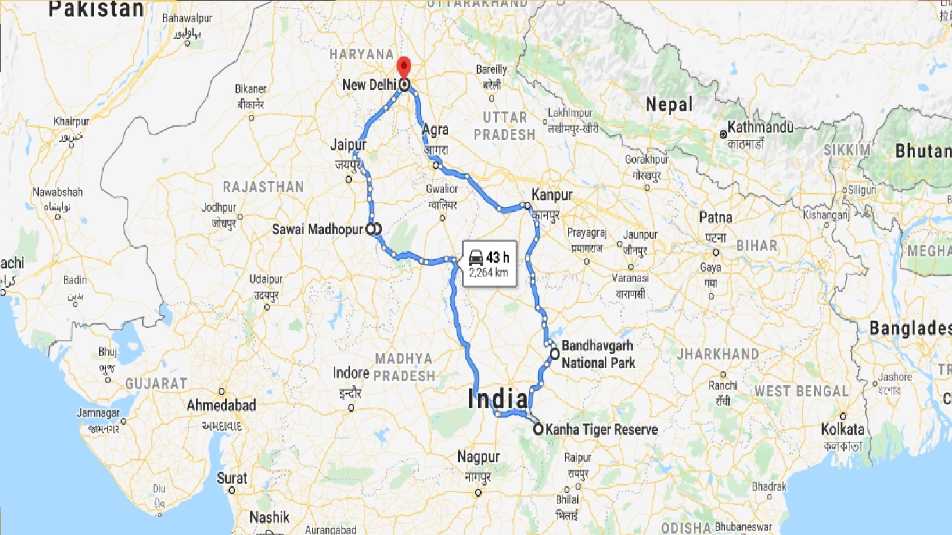 tourhub | Holidays At | India Tiger Photography Tour | Tour Map