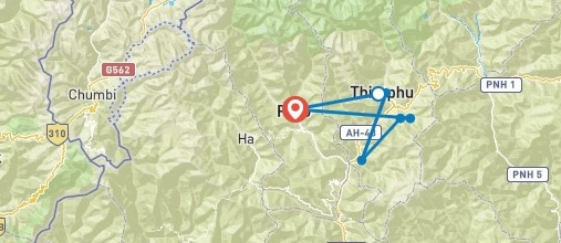 tourhub | Bhutan Acorn Tours & Travel | Bhutan Dagala Thousand Lakes Trek | Tour Map