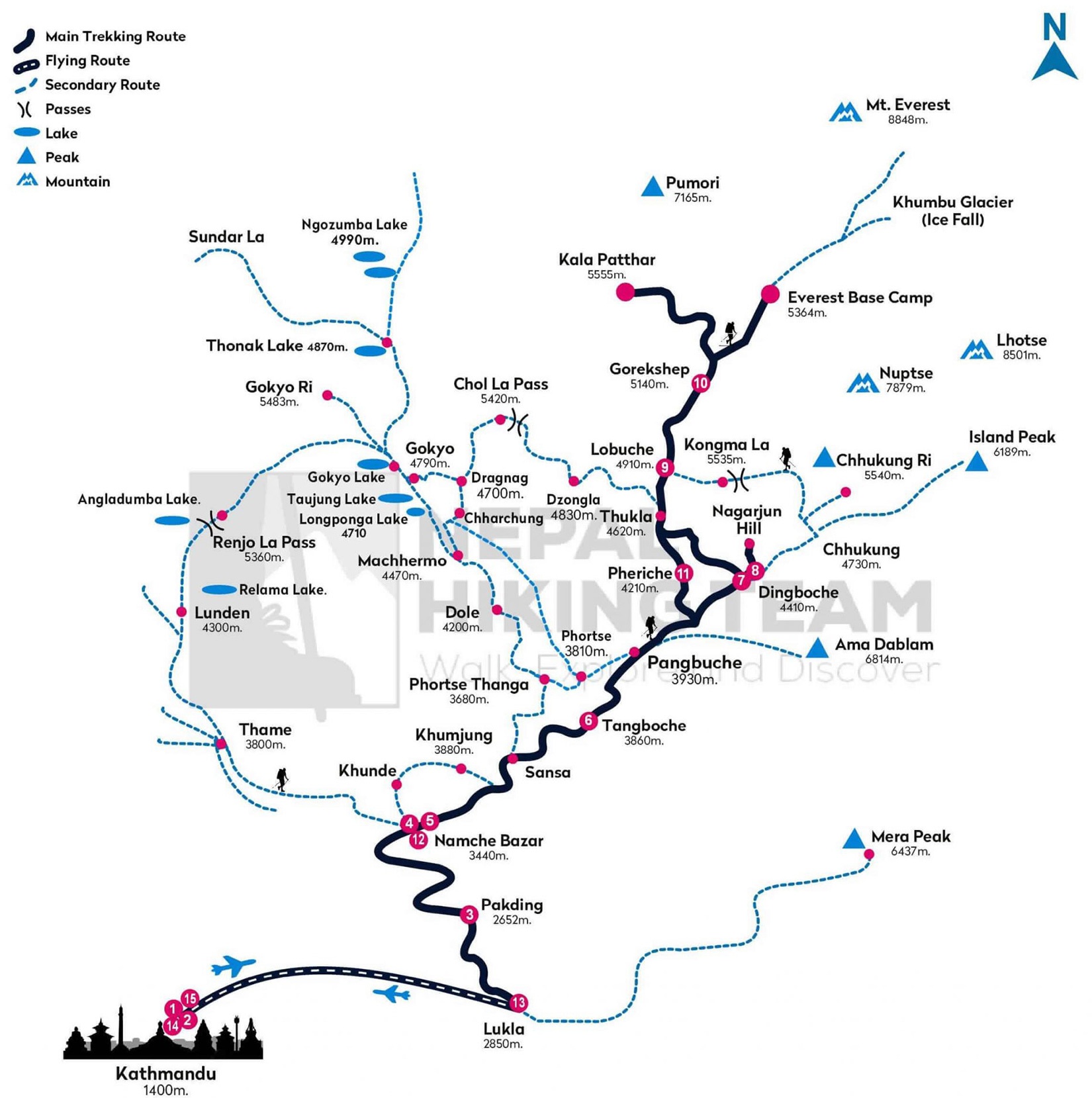 tourhub | Nepal Hiking Team | Everest Base camp Trek - 16 Days | Tour Map