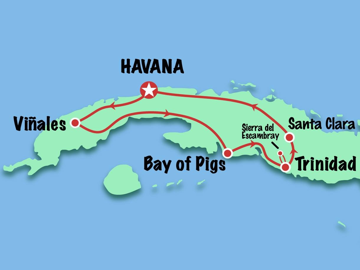 tourhub | Cuban Adventures | Active Cuba Tour- WOMEN ONLY | Tour Map