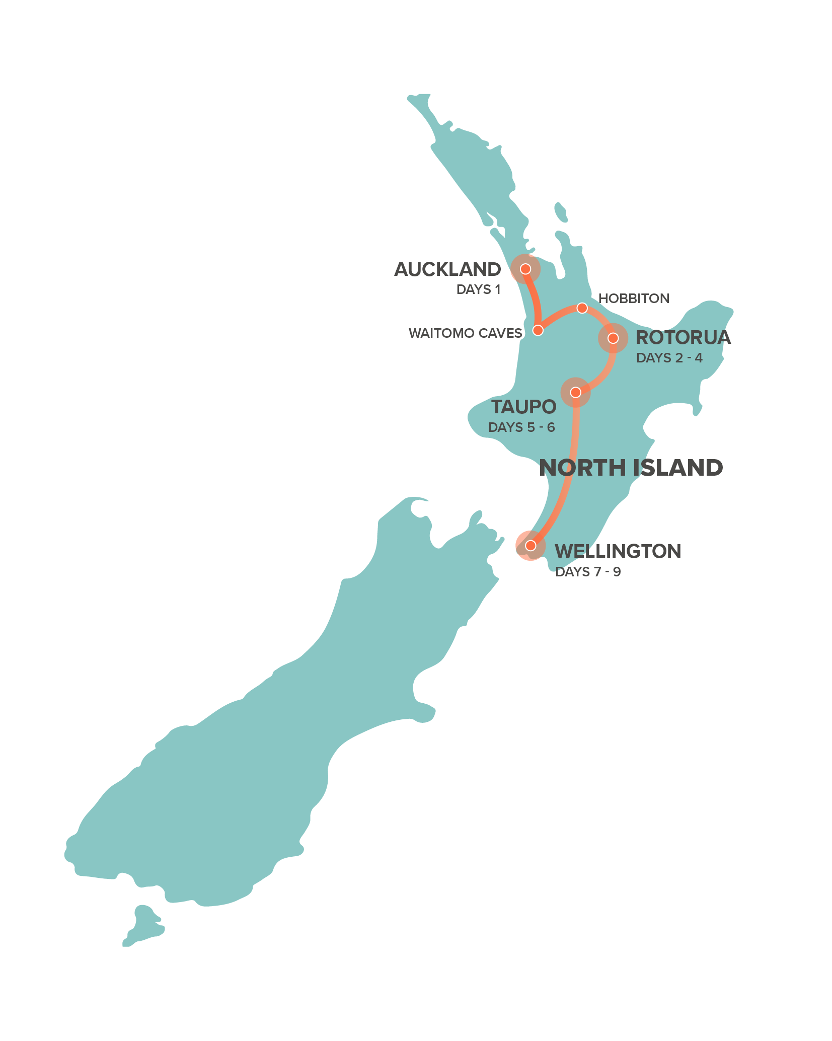 tourhub | Intro Travel | NZ Adventure North | Tour Map