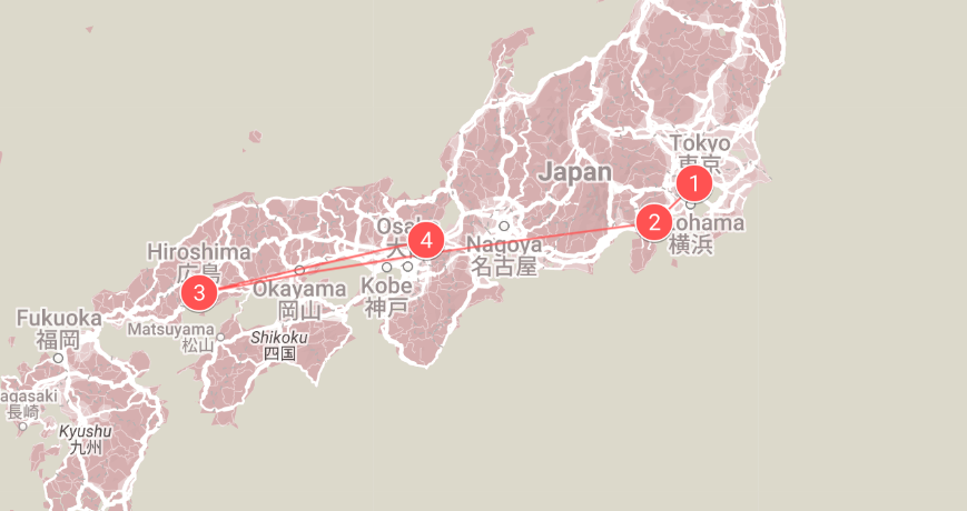 tourhub | The Dragon Trip | 12-Day Japan Family Adventure Tour | Tour Map