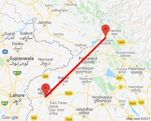 tourhub | Agora Voyages | Amritsar & Dalhousie Tour | AGORA441  | Route Map