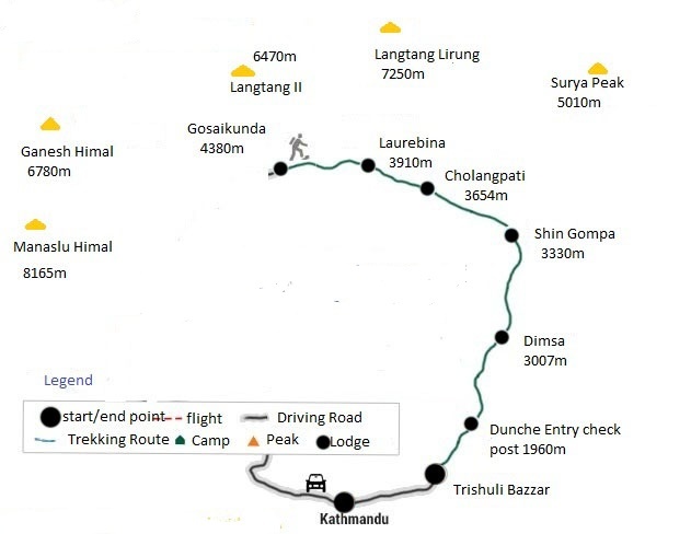 tourhub | Sherpa Expedition & Trekking | Gosainkunda Lake & Helambu Trek | Tour Map