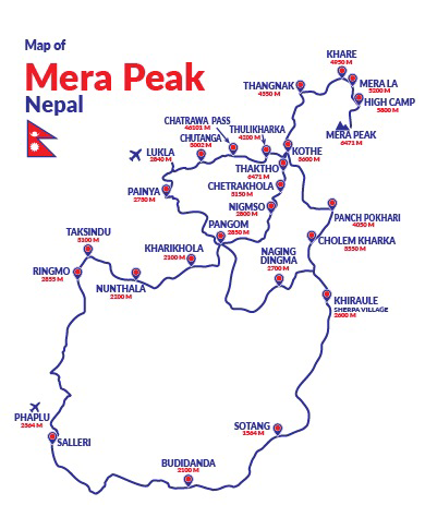 tourhub | Mount Adventure Holidays | Mera Peak Climbing | Tour Map