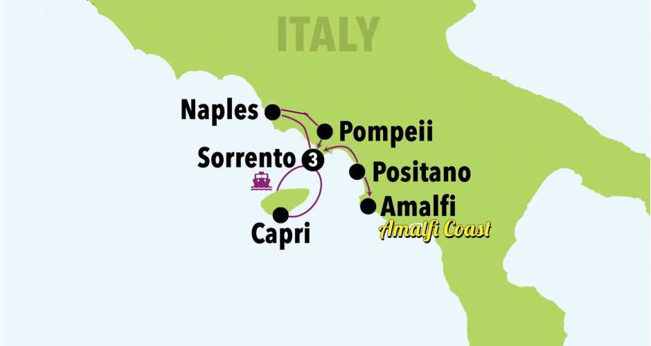 tourhub | Italy on a Budget tours | Amalfi Coast Experience 4D/3N | Tour Map