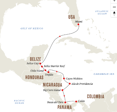 tourhub | HX Hurtigruten Expeditions | Tropical Waters & Remote Island Communities in the Caribbean | Tour Map