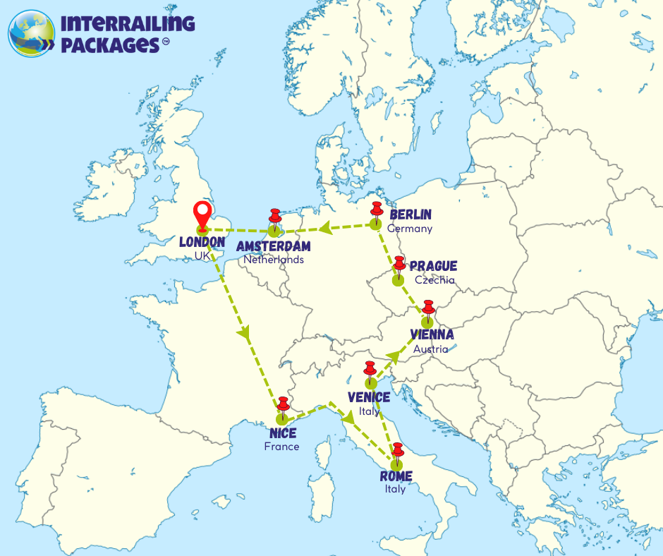 tourhub | Interrailingpackages Ltd | EURO DELIGHT | EDIRP | Route Map