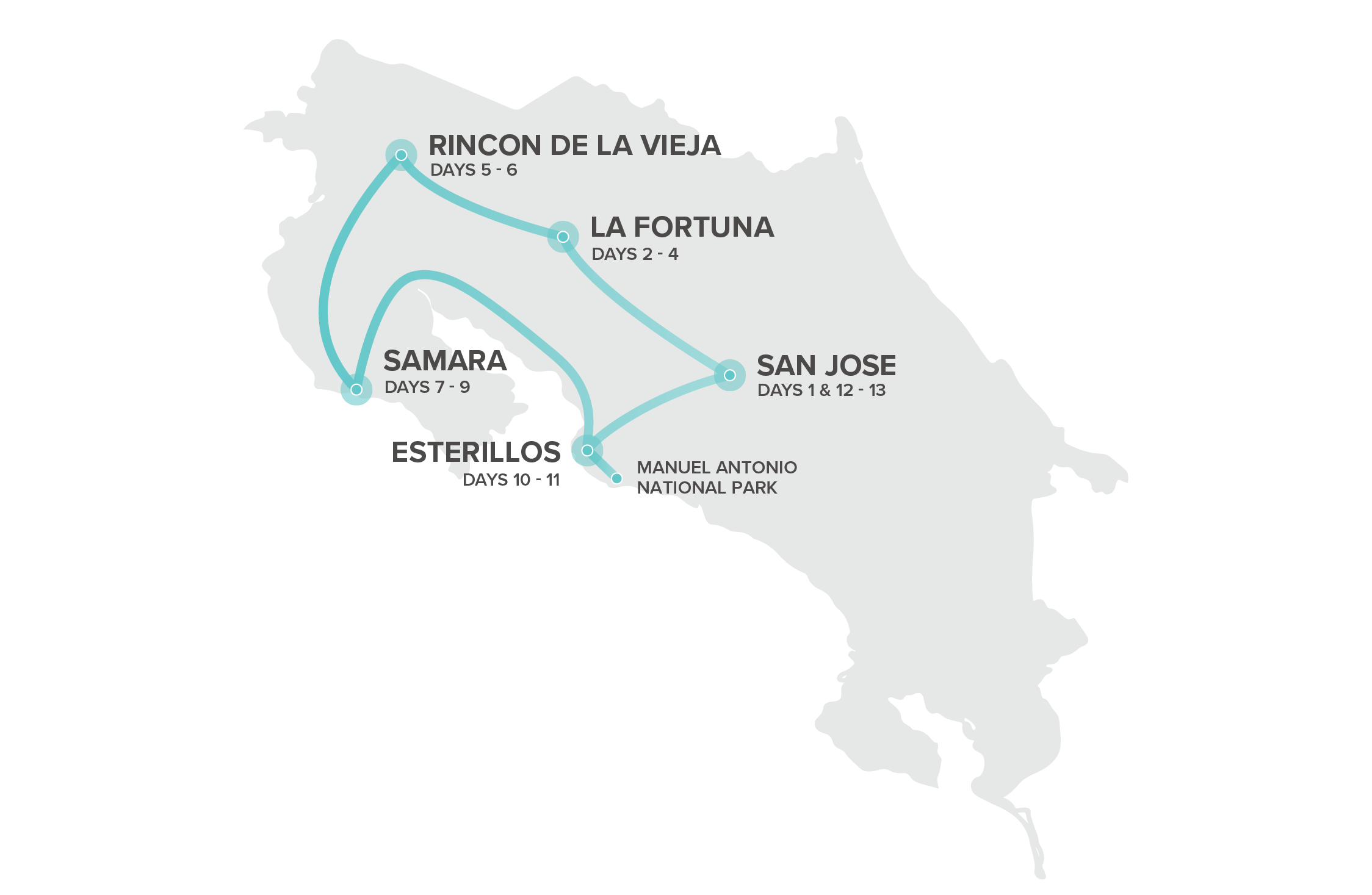 tourhub | Intro Travel | Costa Rica Adventure | Tour Map