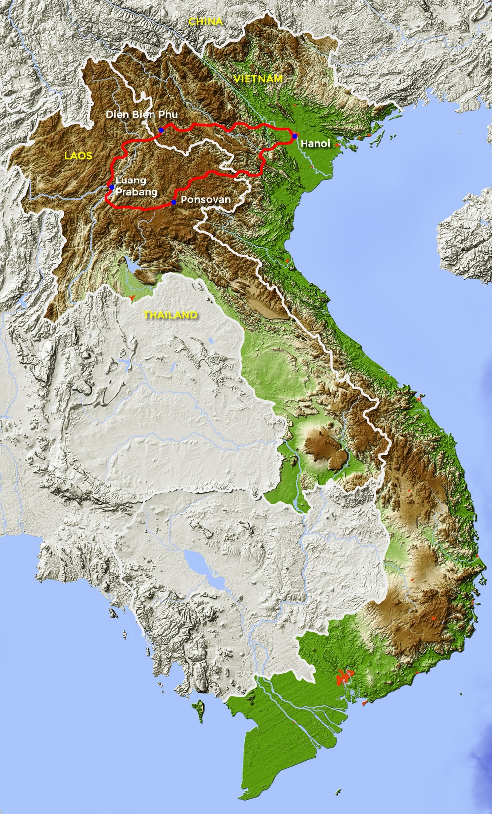 tourhub | Motor Trails | 14 Days Vietnam Laos Adventure Motorcycle Tour | Tour Map