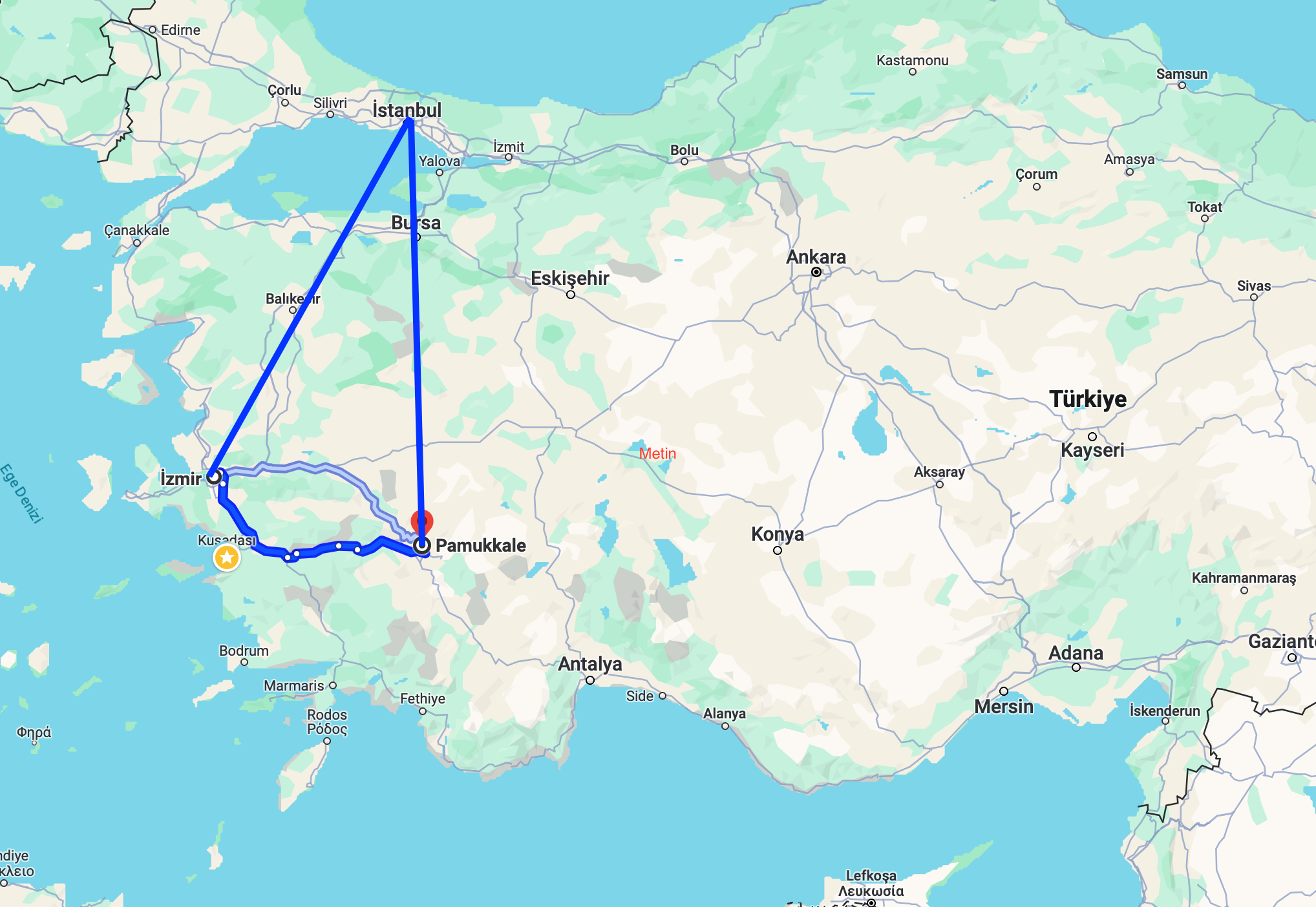 tourhub | Turkey Tour Company | 2 Days Ephesus Ancıent Cıty And Pamukkale Tour From Istanbul | Tour Map