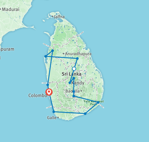 tourhub | Stelaran Holidays | Sri Lanka Bird Watching Tour | Tour Map