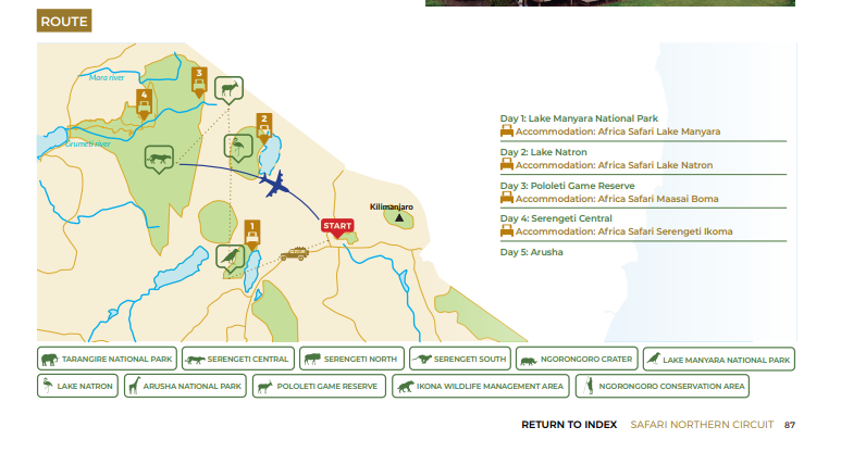 tourhub | Beach and Safari Holidays | Tanzania by Road and from Above | Tour Map