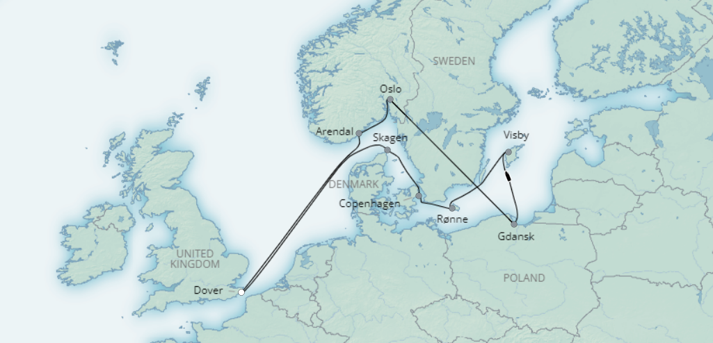 tourhub | Saga Ocean Cruise | Scandinavian Islands | Tour Map