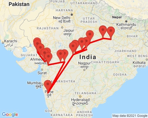 tourhub | Agora Voyages | Ahmedabad to Varanasi Heritage Cities in India | Tour Map