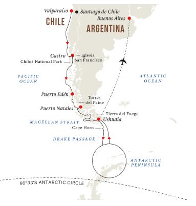 tourhub | HX Hurtigruten Expeditions | Antarctica & Patagonia Expedition | Southbound | Tour Map