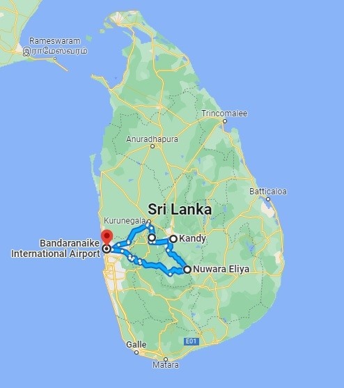 tourhub | Sign of Lanka | 4 Nights 5 Days-Muslim Halal tour with Nuwara Eliya | Tour Map